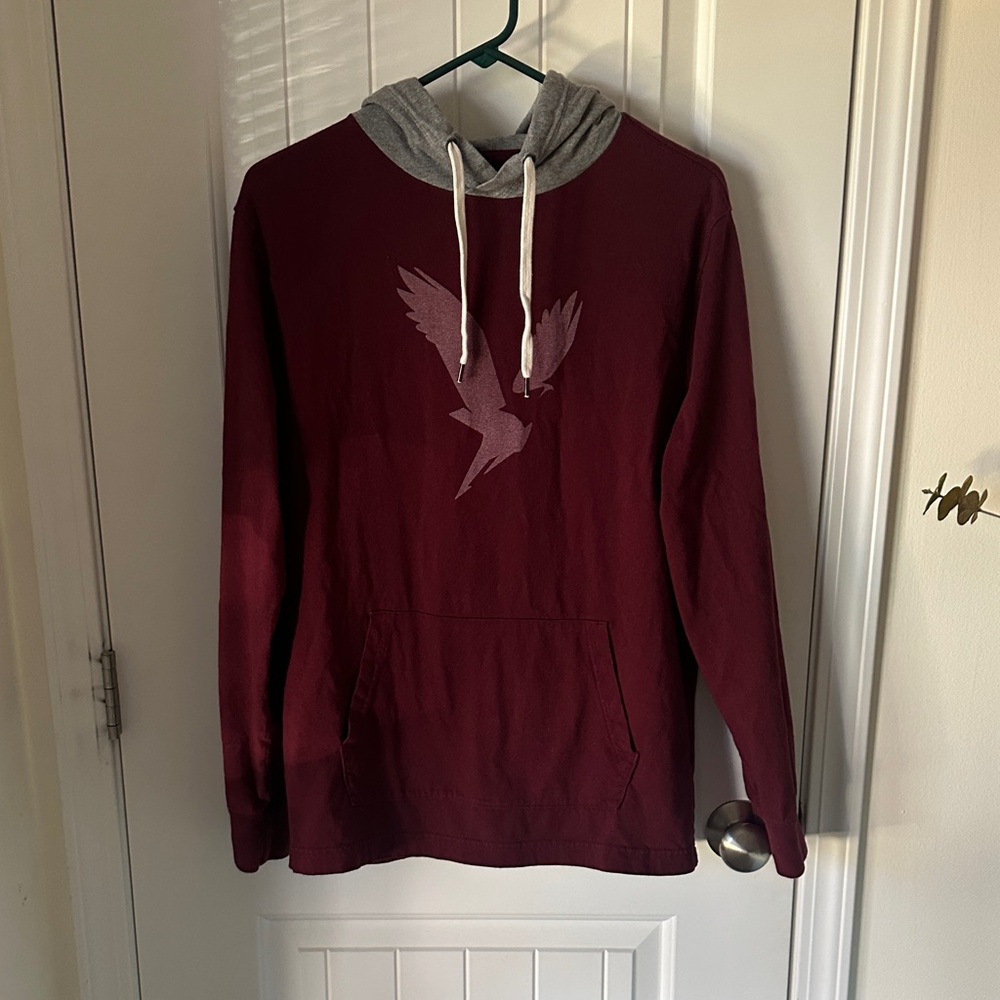 American Eagle Outfitters Maroon and Gray Long Sleeve Tee
